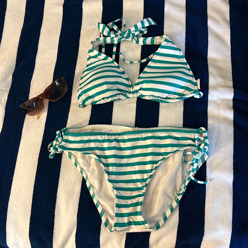 Striped green bikini